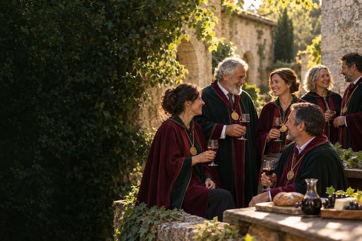 Des confrères et consœurs rassemblés en tenue de cérémonie.
